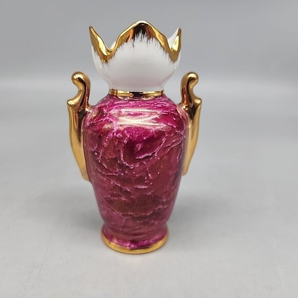 Vintage Gilded Limoges Lourdes Porcelain VaseCheverny Red Gold 4" - Picture 3 of 5